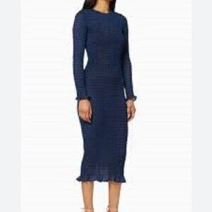 New Never Fully Dressed Midi Dress Long Sleeves Navy Sparkle Flecks Size 12 NWT
